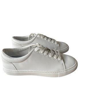 J.Crew Road Trip Lace-Up Low Top White Leather Sneakers Canvas Lined Sz 9 Women